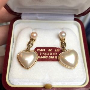 Pearl heart earrings